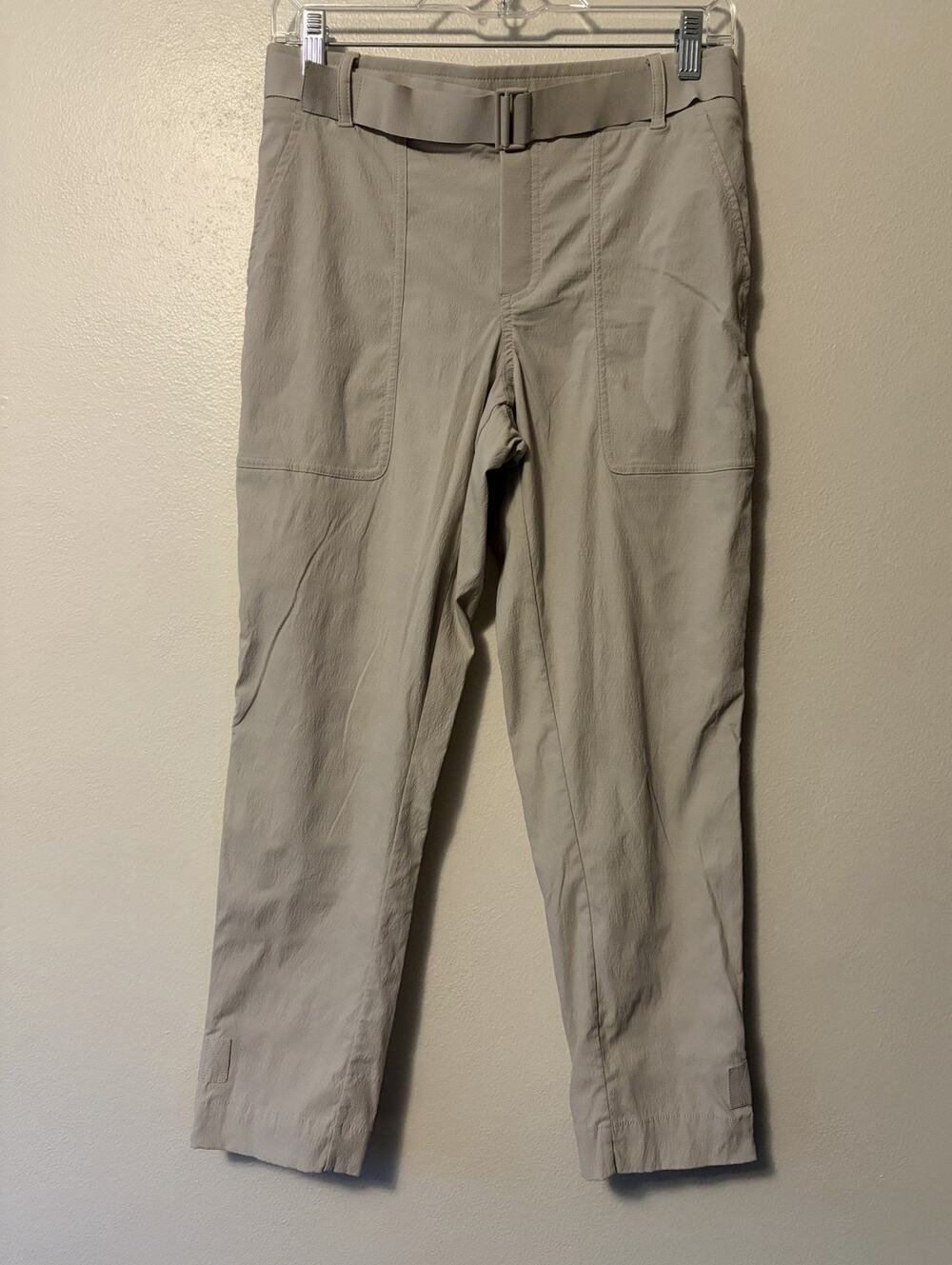 Athleta Trekkie Belted Pants Womens 6 Petite Rip Stop Zip Ankle Cinch Hem Pocket